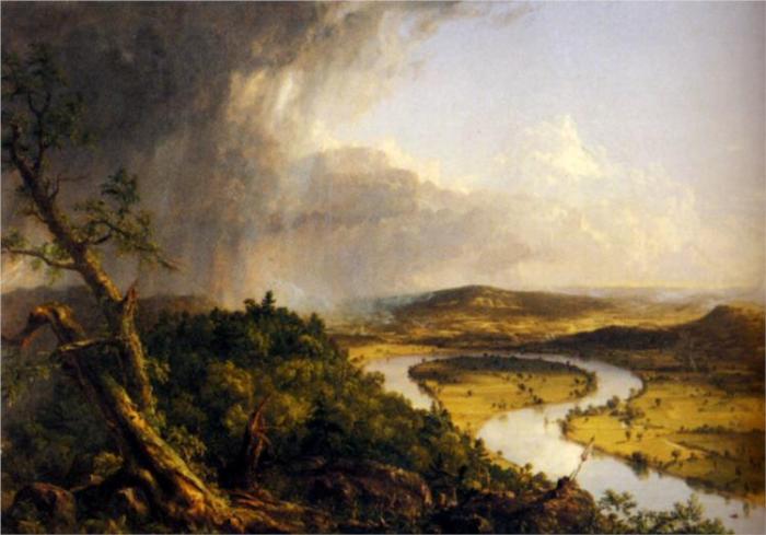 Oxbow thomas cole paintings 1836 read medium holyoke northampton metropolitan massachusetts thunderstorm mount museum detail after