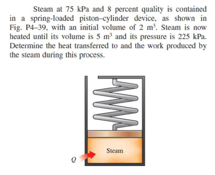 Steam at 75 kpa and 8 percent