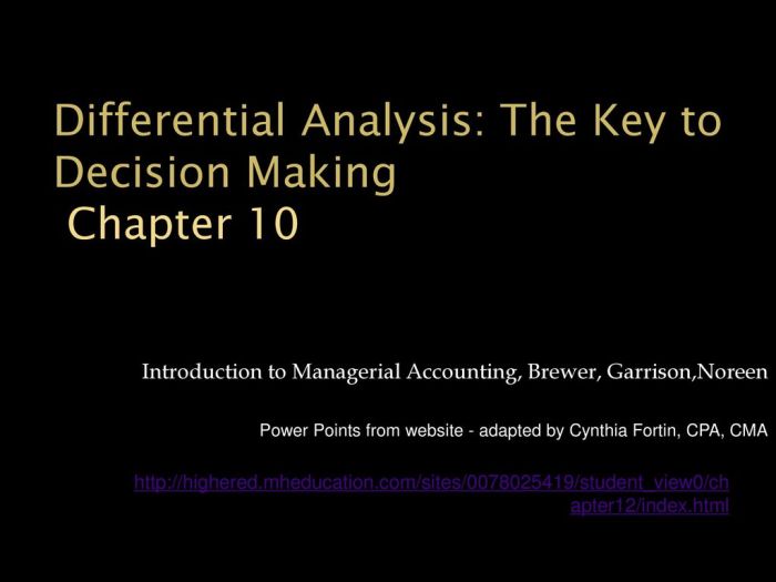 Differential costs are cma adapted