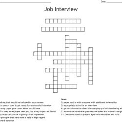 Job interview crossword puzzle answer key