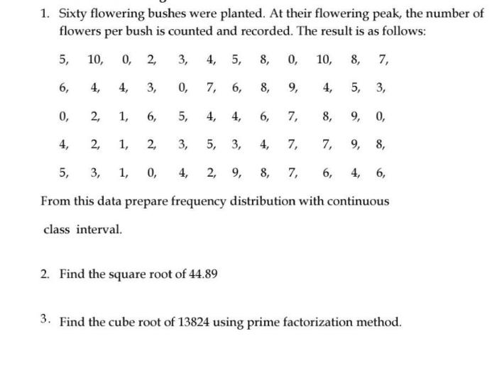 Sixty flowering plants are planted in a flowerbed